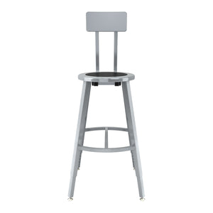 Titan Adjustable Height Stool with Backrest, Steel Seat with Black Poly Center, 24-32" Seat Height