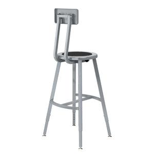 Titan Adjustable Height Stool with Backrest, Steel Seat with Black Poly Center, 24-32" Seat Height