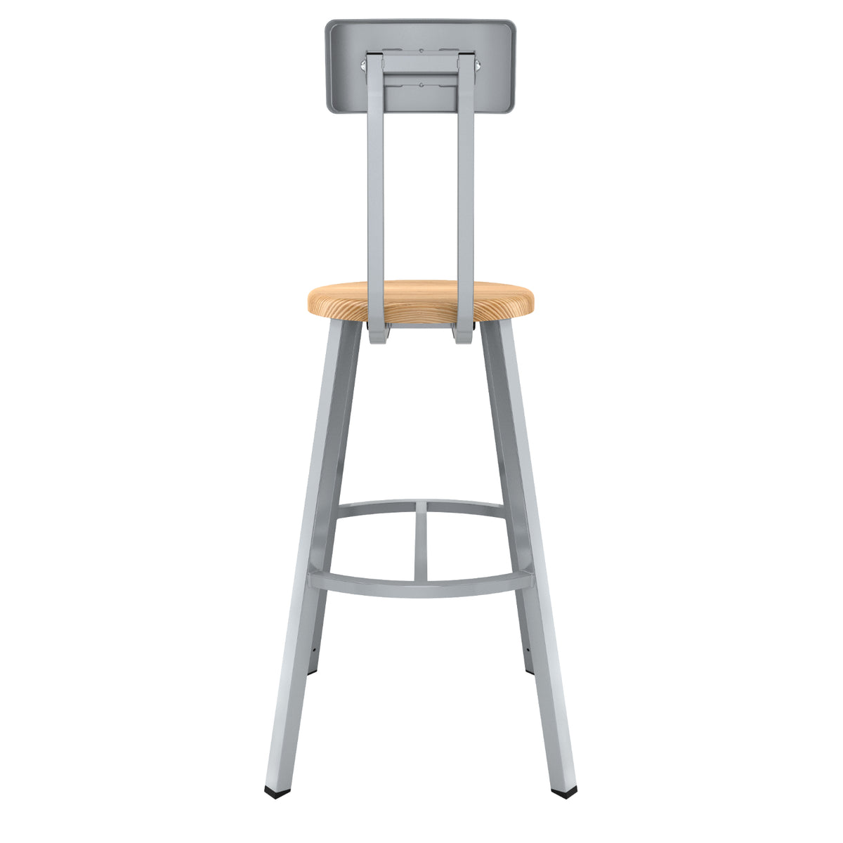 Titan Stool with Backrest, Solid Oak Seat, 30" Seat Height