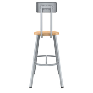 Titan Stool with Backrest, Solid Oak Seat, 30" Seat Height