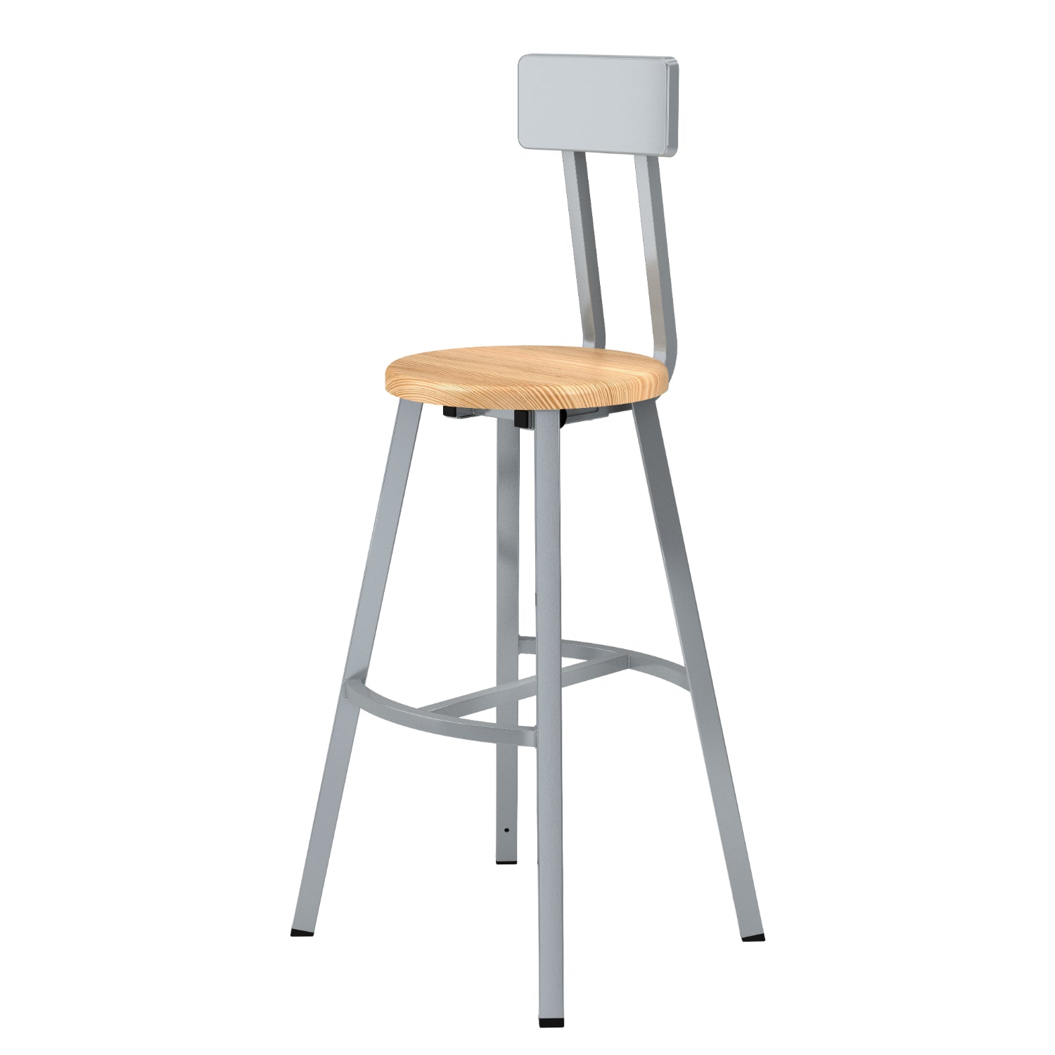 Titan Stool with Backrest, Solid Oak Seat, 30" Seat Height