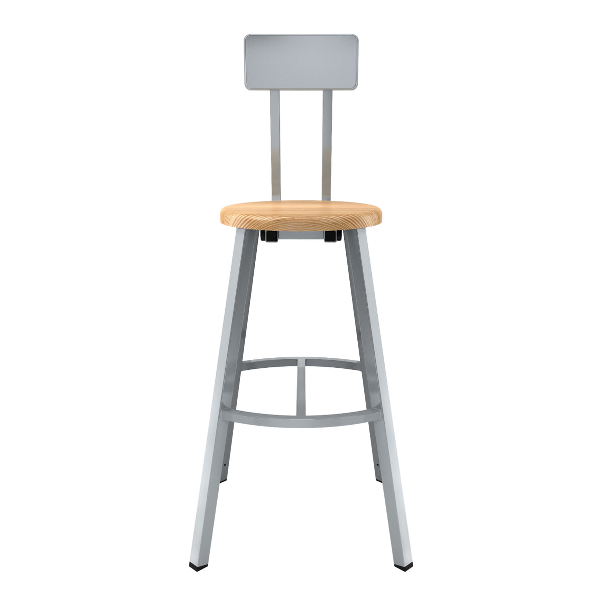 Titan Stool with Backrest, Solid Oak Seat, 30" Seat Height