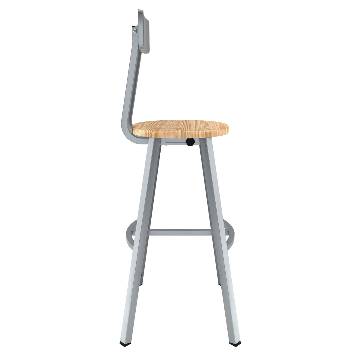Titan Stool with Backrest, Solid Oak Seat, 30" Seat Height