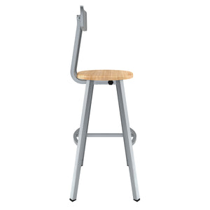 Titan Stool with Backrest, Solid Oak Seat, 30" Seat Height