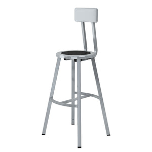 Titan Stool with Backrest, Steel Seat with Black Poly Center, 30" Seat Height