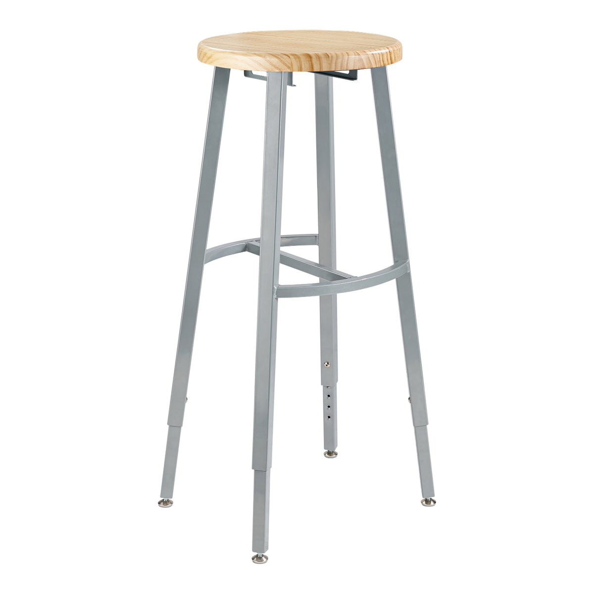 Titan Adjustable Height Stool, Solid Oak Seat, 30-38" Seat Height