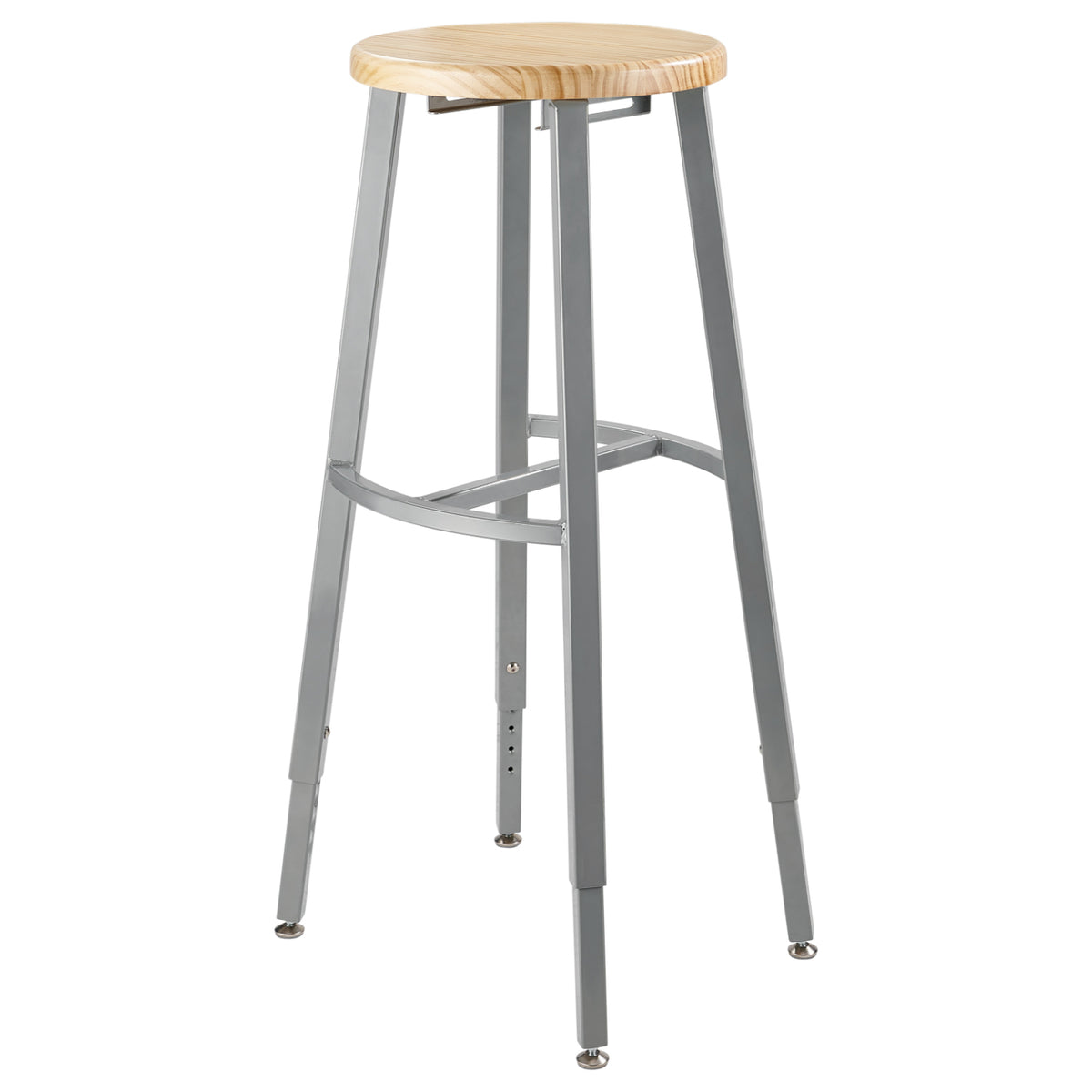 Titan Adjustable Height Stool, Solid Oak Seat, 30-38" Seat Height