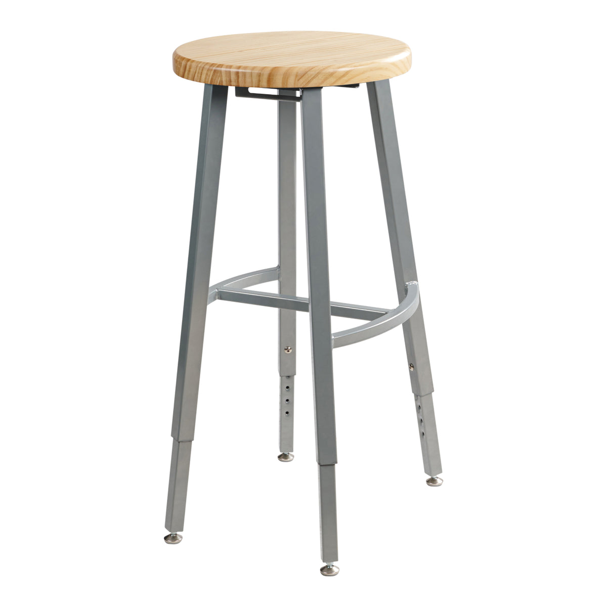 Titan Adjustable Height Stool, Solid Oak Seat, 30-38" Seat Height