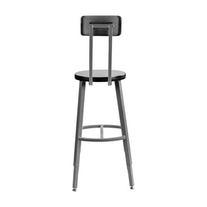 Titan Adjustable Height Stool with Backrest, Laminate Seat with MDF Core/ProtectEdge, 30-38" Seat Height