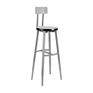 Titan Adjustable Height Stool with Backrest, Laminate Seat with MDF Core/ProtectEdge, 30-38" Seat Height