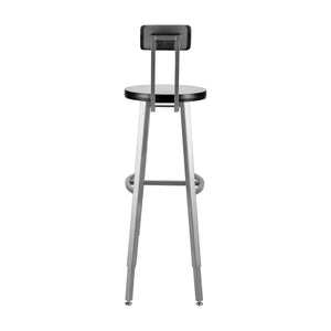 Titan Adjustable Height Stool with Backrest, Laminate Seat with MDF Core/ProtectEdge, 30-38" Seat Height