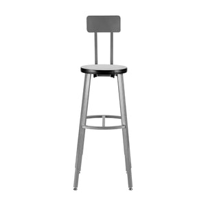 Titan Adjustable Height Stool with Backrest, Laminate Seat with MDF Core/ProtectEdge, 30-38" Seat Height