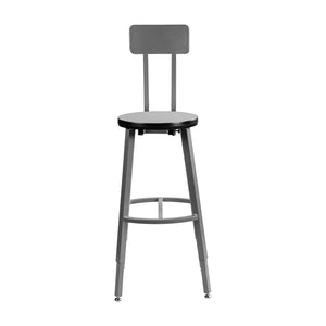 Titan Adjustable Height Stool with Backrest, Laminate Seat with MDF Core/ProtectEdge, 30-38" Seat Height