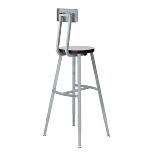 Titan Adjustable Height Stool with Backrest, Laminate Seat with MDF Core/ProtectEdge, 30-38" Seat Height