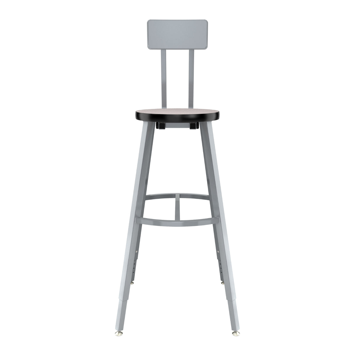 Titan Adjustable Height Stool with Backrest, Laminate Seat with MDF Core/ProtectEdge, 30-38" Seat Height