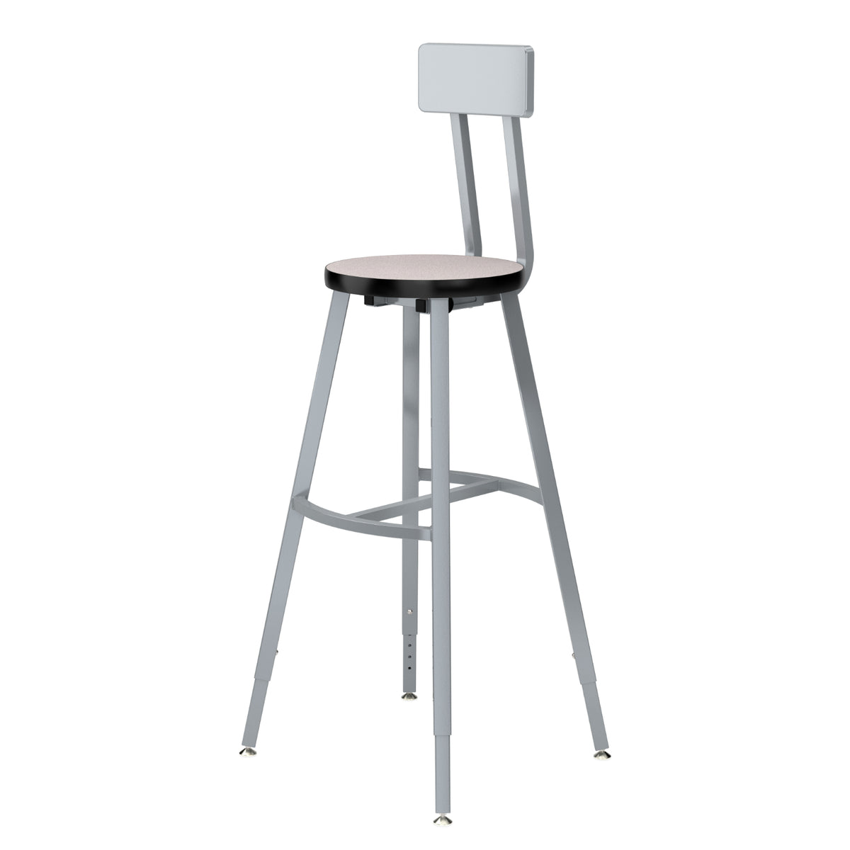 Titan Adjustable Height Stool with Backrest, Laminate Seat with Particleboard Core/T-Mold Edge, 30-38" Seat Height