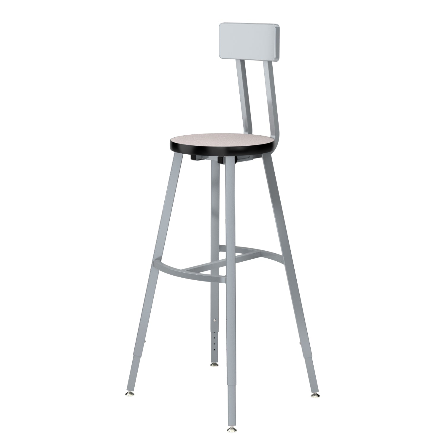 Titan Adjustable Height Stool with Backrest, Laminate Seat with Particleboard Core/T-Mold Edge, 30-38" Seat Height
