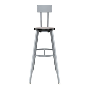 Titan Adjustable Height Stool with Backrest, Laminate Seat with Particleboard Core/T-Mold Edge, 30-38" Seat Height
