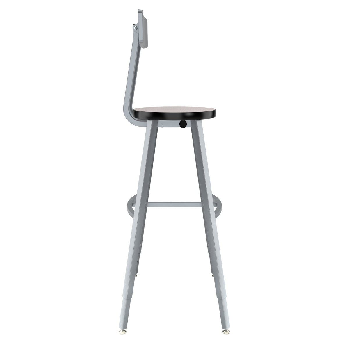 Titan Adjustable Height Stool with Backrest, Laminate Seat with Particleboard Core/T-Mold Edge, 30-38" Seat Height