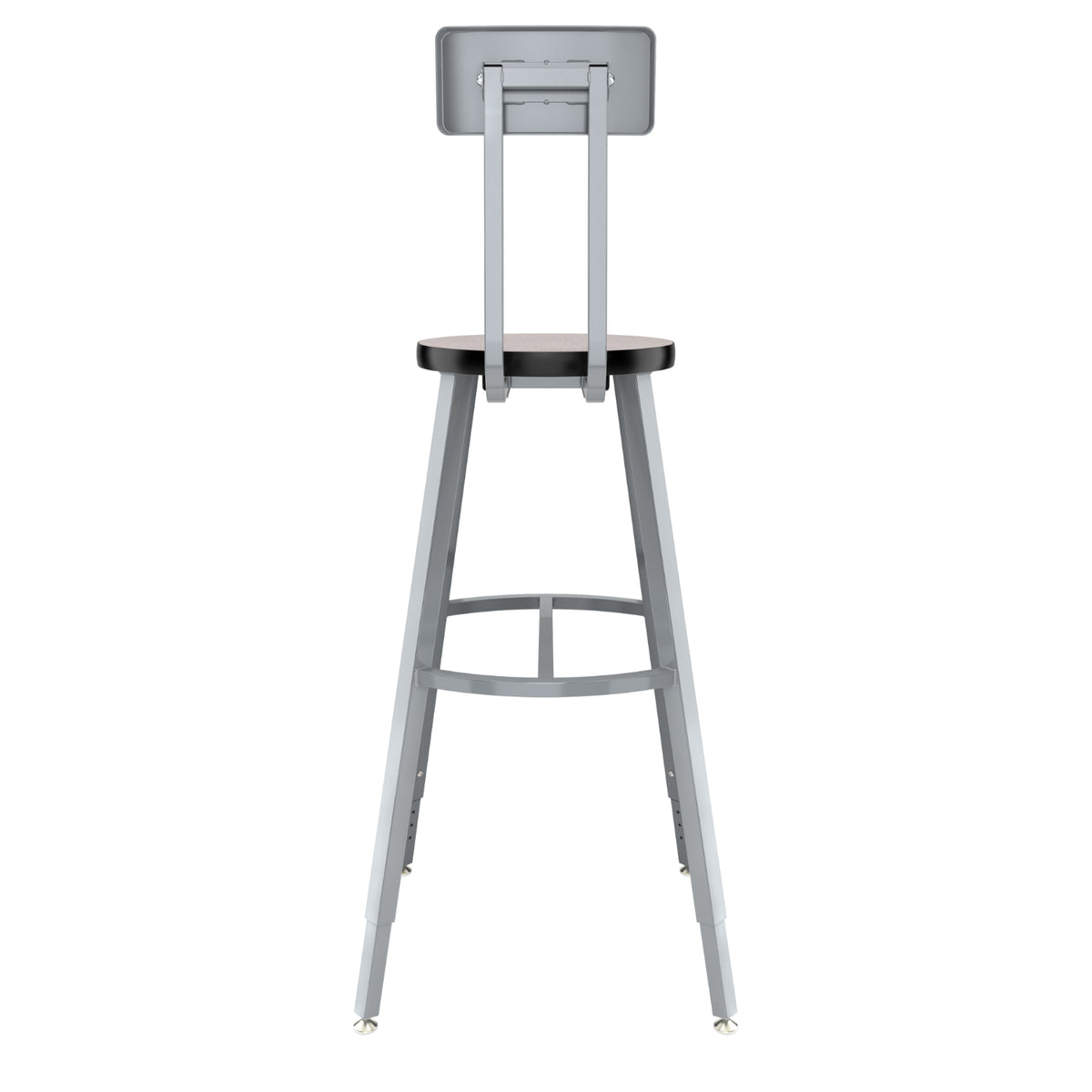Titan Adjustable Height Stool with Backrest, Laminate Seat with Particleboard Core/T-Mold Edge, 30-38" Seat Height