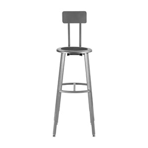 Titan Adjustable Height Stool with Backrest, Steel Seat with Black Poly Center, 30-38" Seat Height
