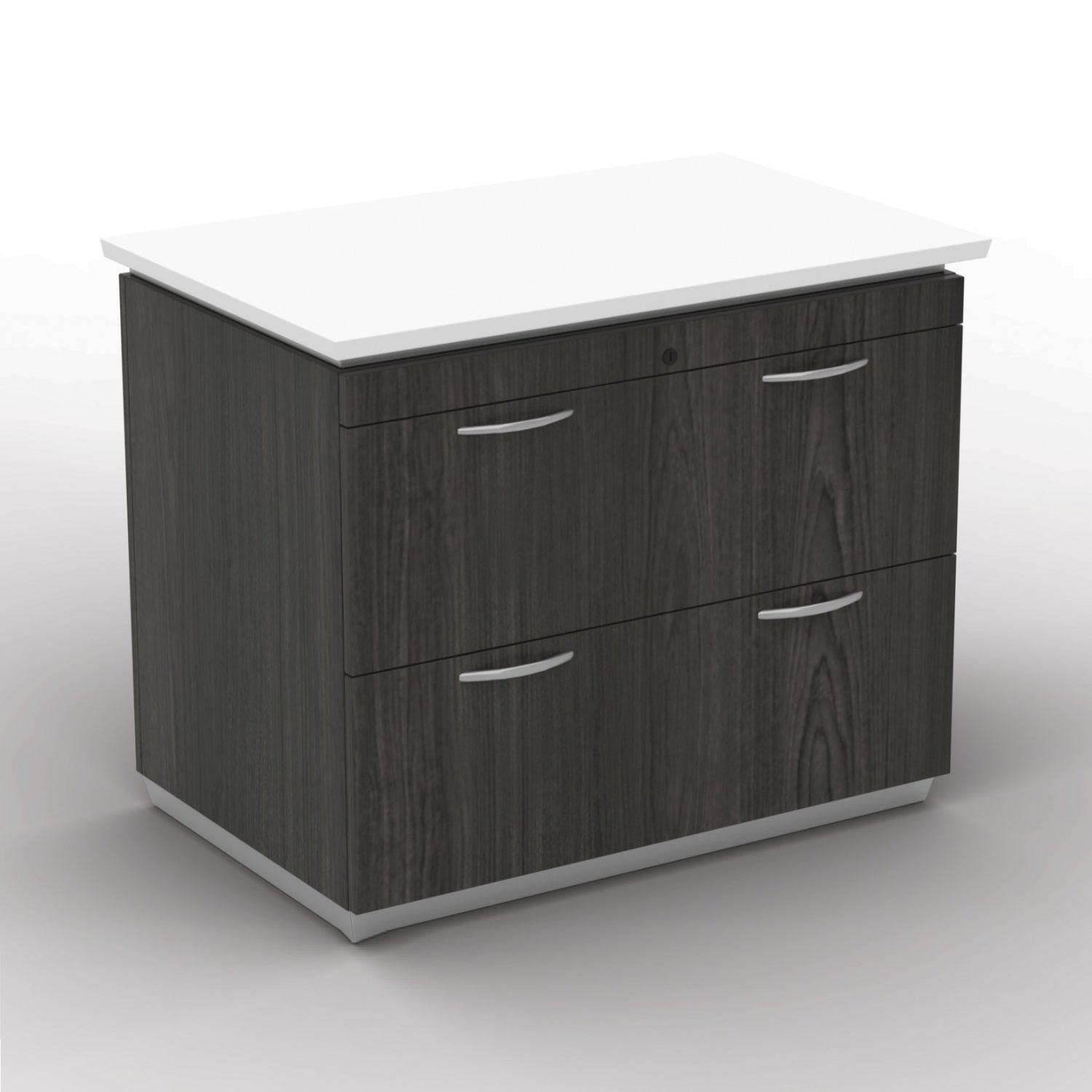 "Tuxedo White" 2-Drawer Lateral File, 36" W x 24" D x 30" H, White Top with Slate Grey Base