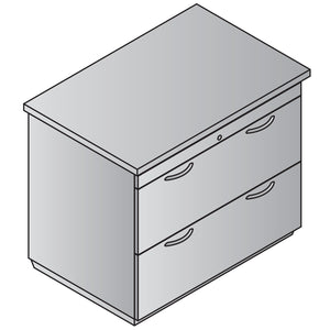"Tuxedo White" 2-Drawer Lateral File, 36" W x 24" D x 30" H, White Top with Slate Grey Base