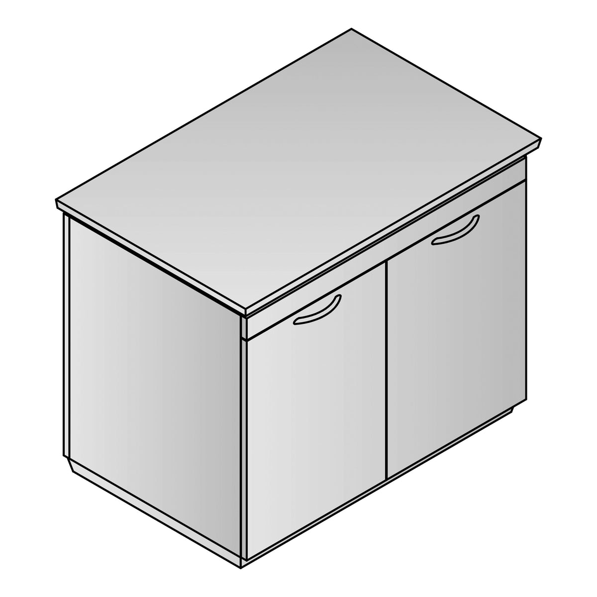 "Tuxedo White" 2-Door Storage Cabinet, 36" W x 24" D x 30" H, White Top with Slate Grey Base