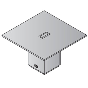 "Tuxedo White" 48" Square Table, White Top with Slate Grey Base