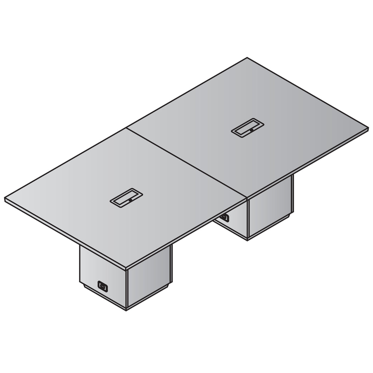"Tuxedo White" Rectangular Table, 96" x 48", White Top with Slate Grey Bases