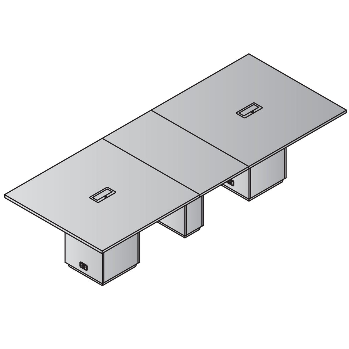 "Tuxedo White" Rectangular Table, 120" x 48", White Top with Slate Grey Bases