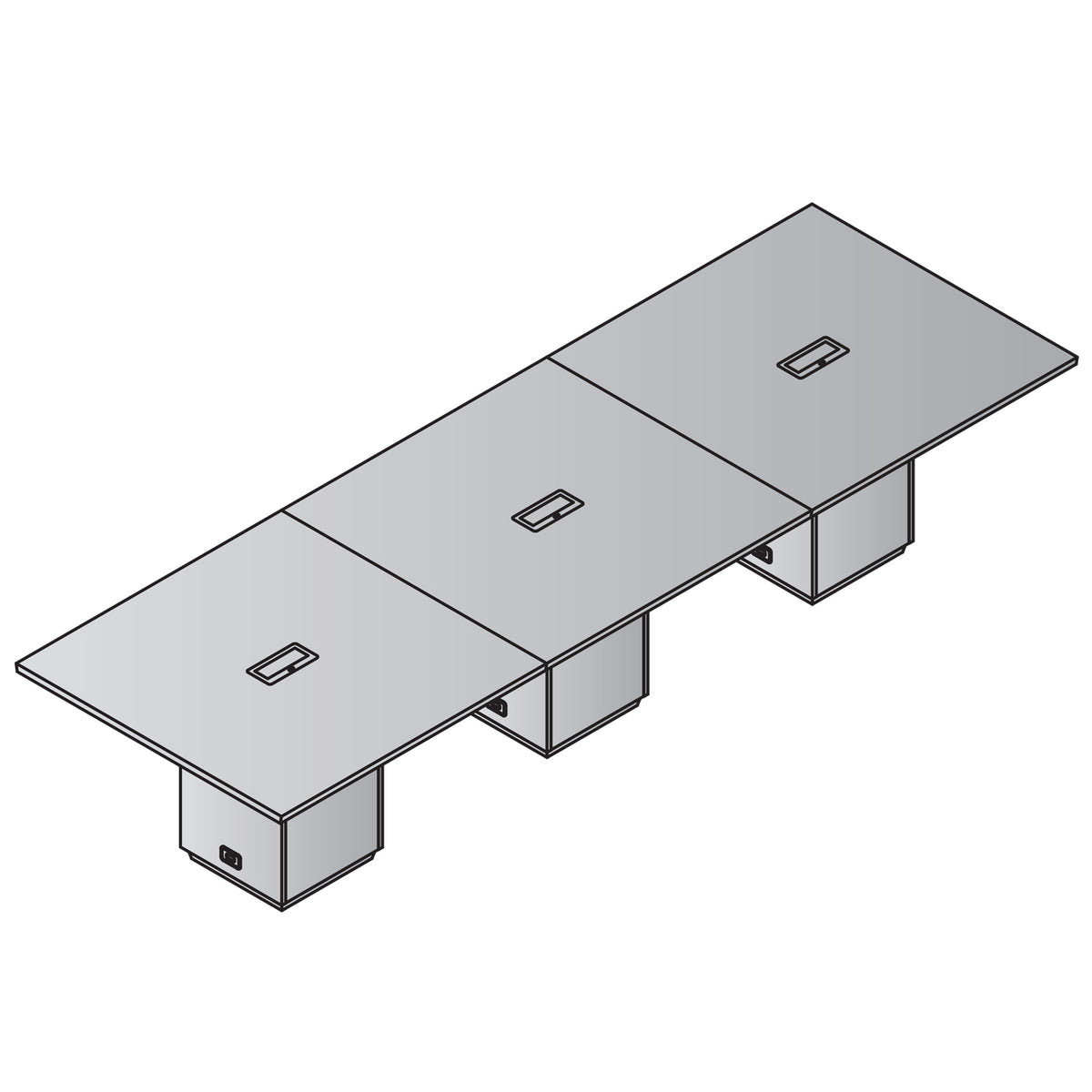 "Tuxedo White" Rectangular Table, 144" x 48", White Top with Slate Grey Bases