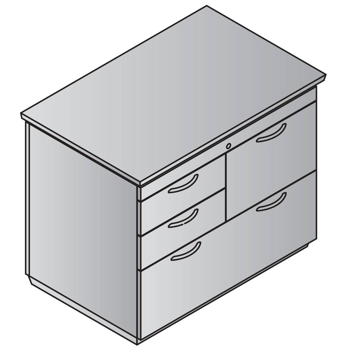 "Tuxedo White" MultiFile Cabinet, 36" W x 20" D x 30" H, White Top with Slate Grey Base