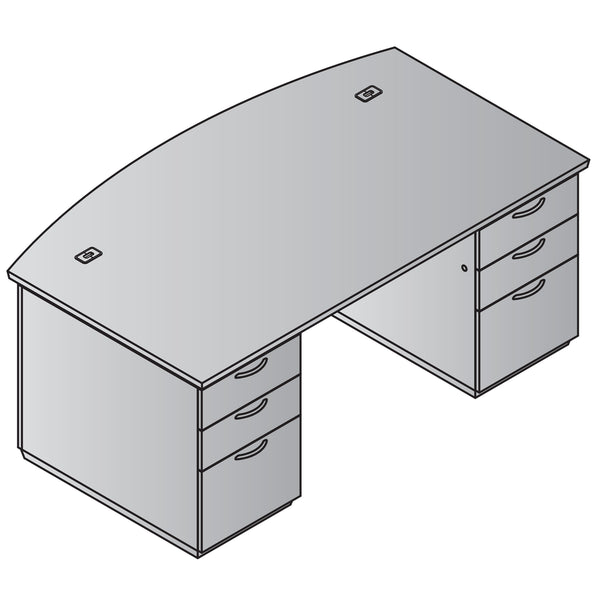 OTG 71W x 42D Bowfront Desk - Double Hanging Pedestal – Office Furniture  Today