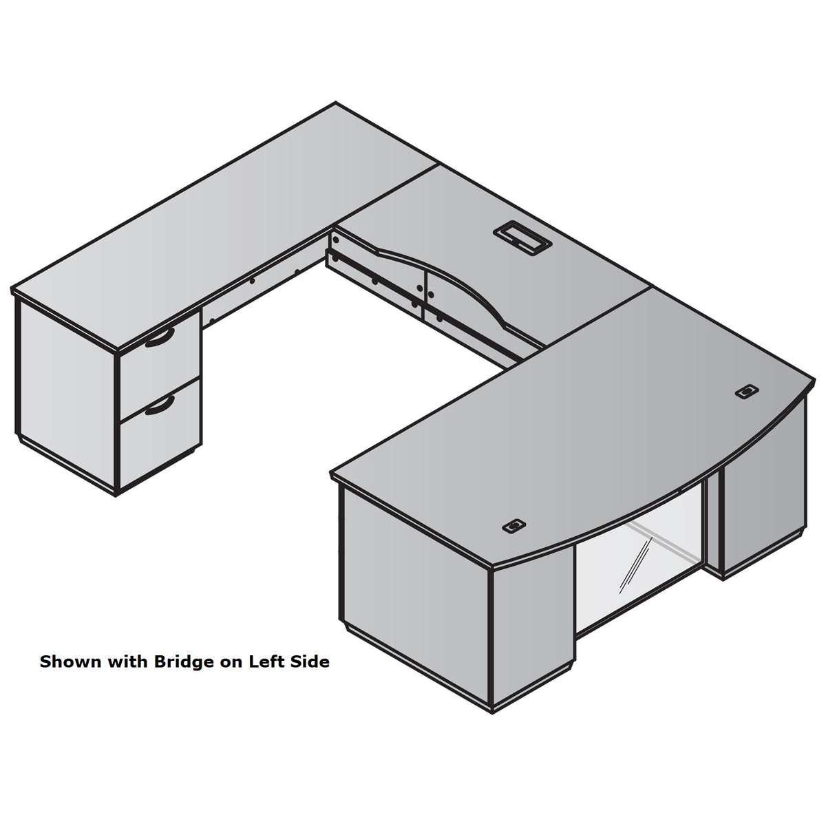 "Tuxedo White" U-Shape, 72" x 114", White Top with Slate Grey Base