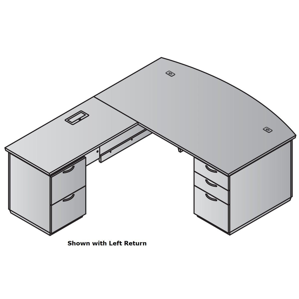 "Tuxedo White" L-Shape, 72" x 90", White Top with Slate Grey Base
