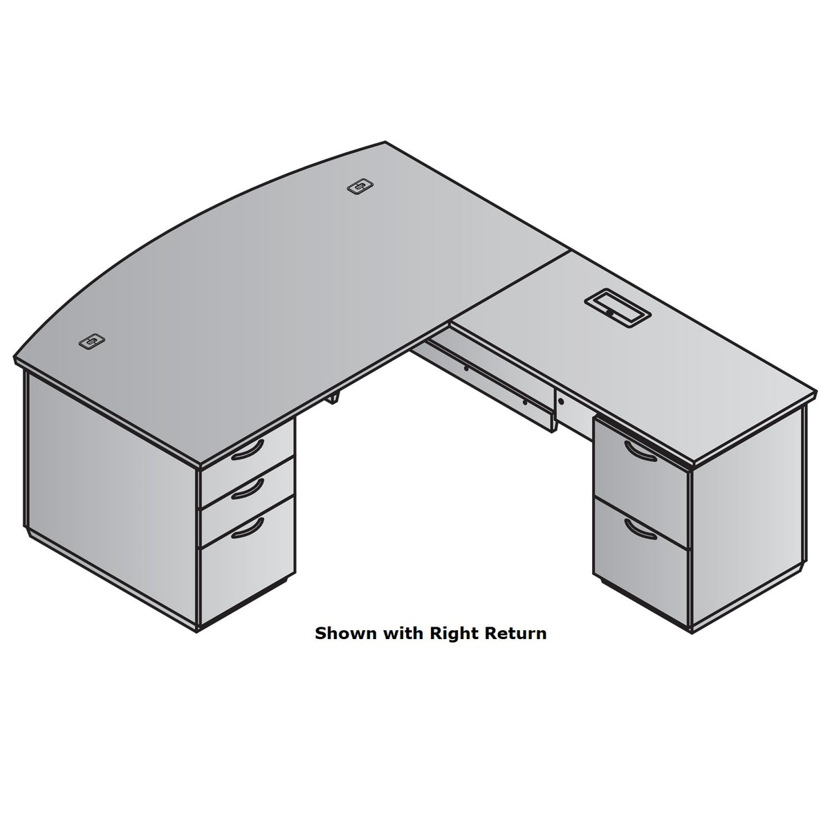 "Tuxedo White" L-Shape, 72" x 90", White Top with Slate Grey Base