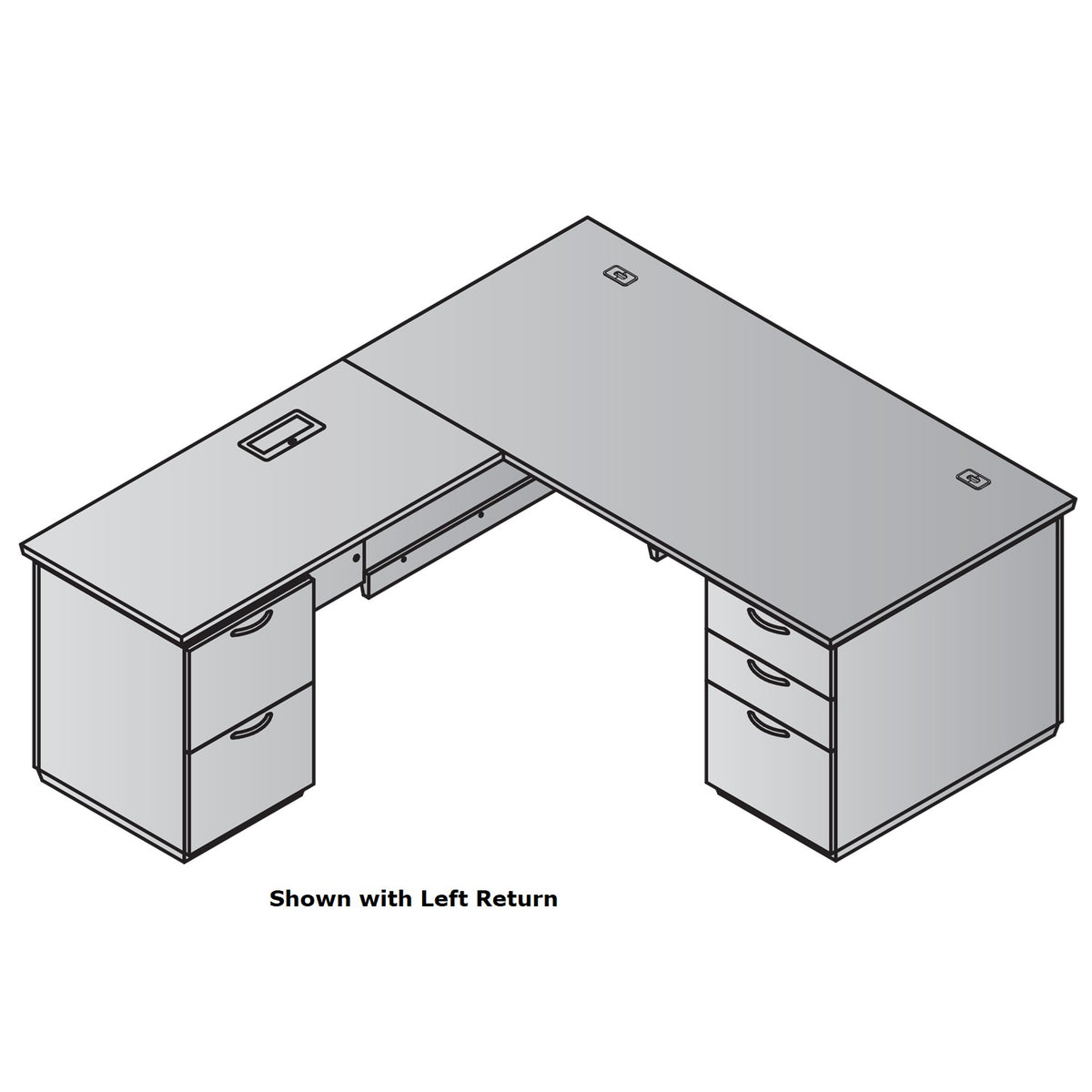 "Tuxedo White" L-Shape, 66" x 78", White Top with Slate Grey Base