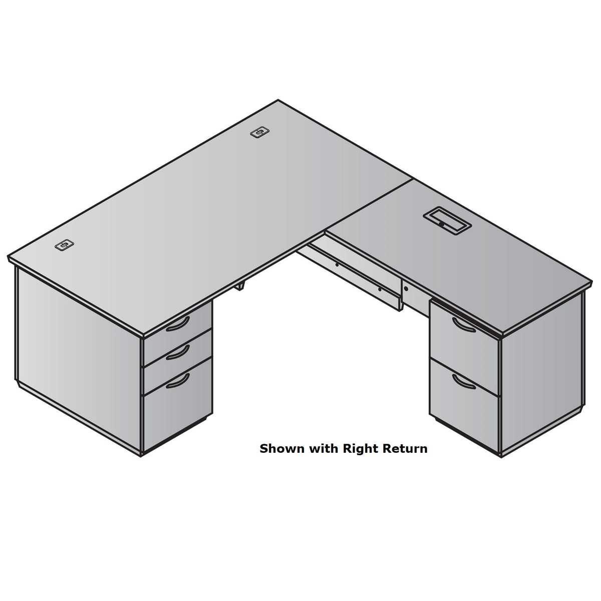 "Tuxedo White" L-Shape, 66" x 78", White Top with Slate Grey Base