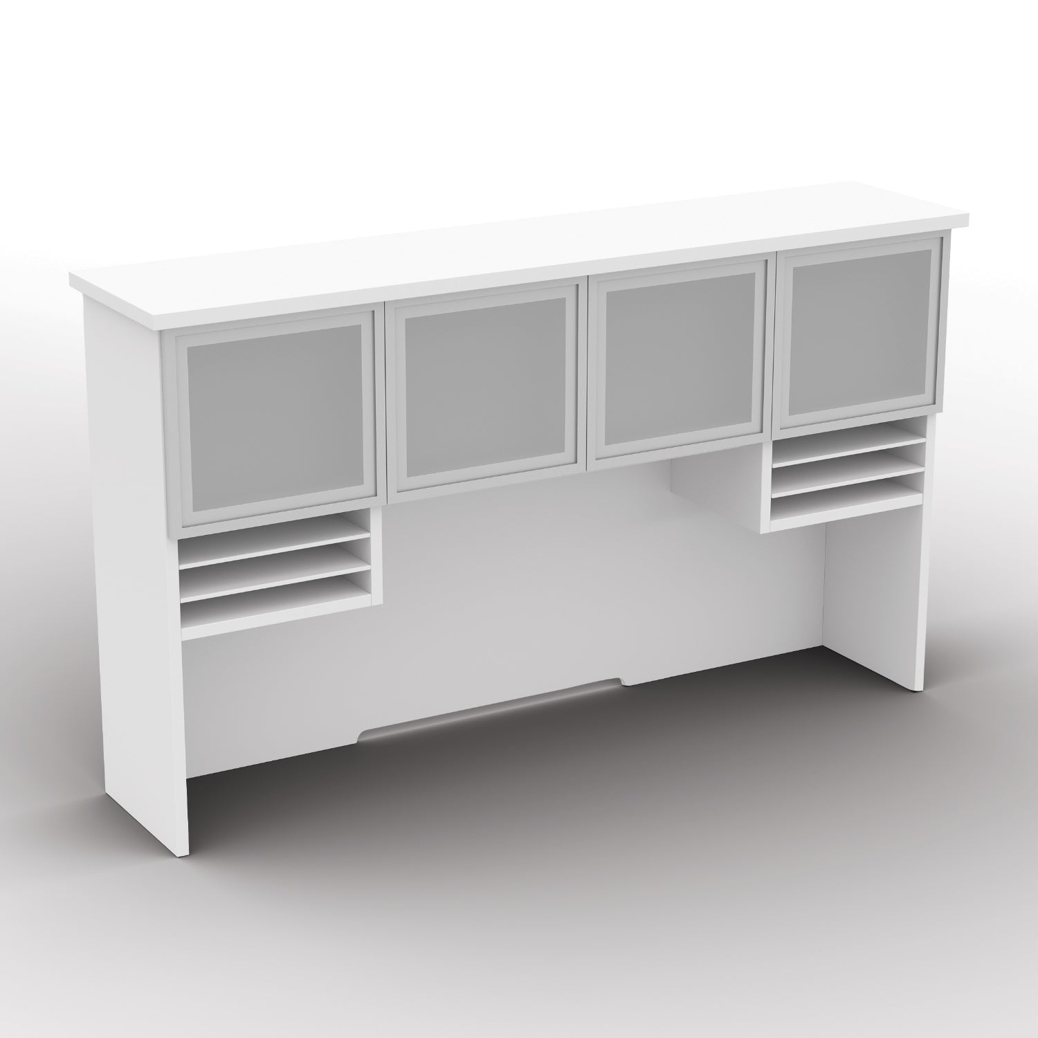 "Tuxedo White" 72" Hutch with Glass Doors, 72" W x 16" D x 42" H