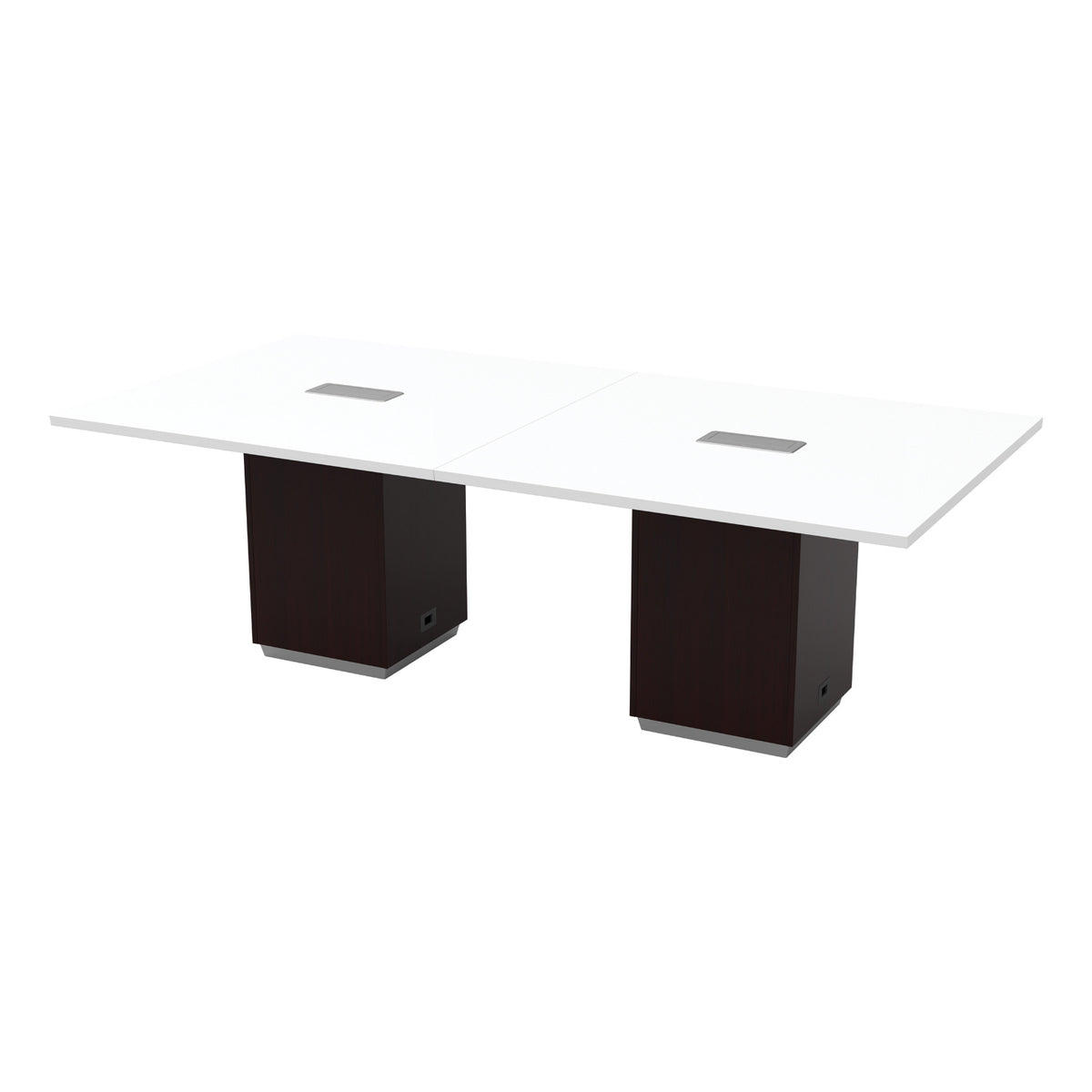 "Tuxedo White" Rectangular Table, 96" x 48", White Top with Slate Grey Bases
