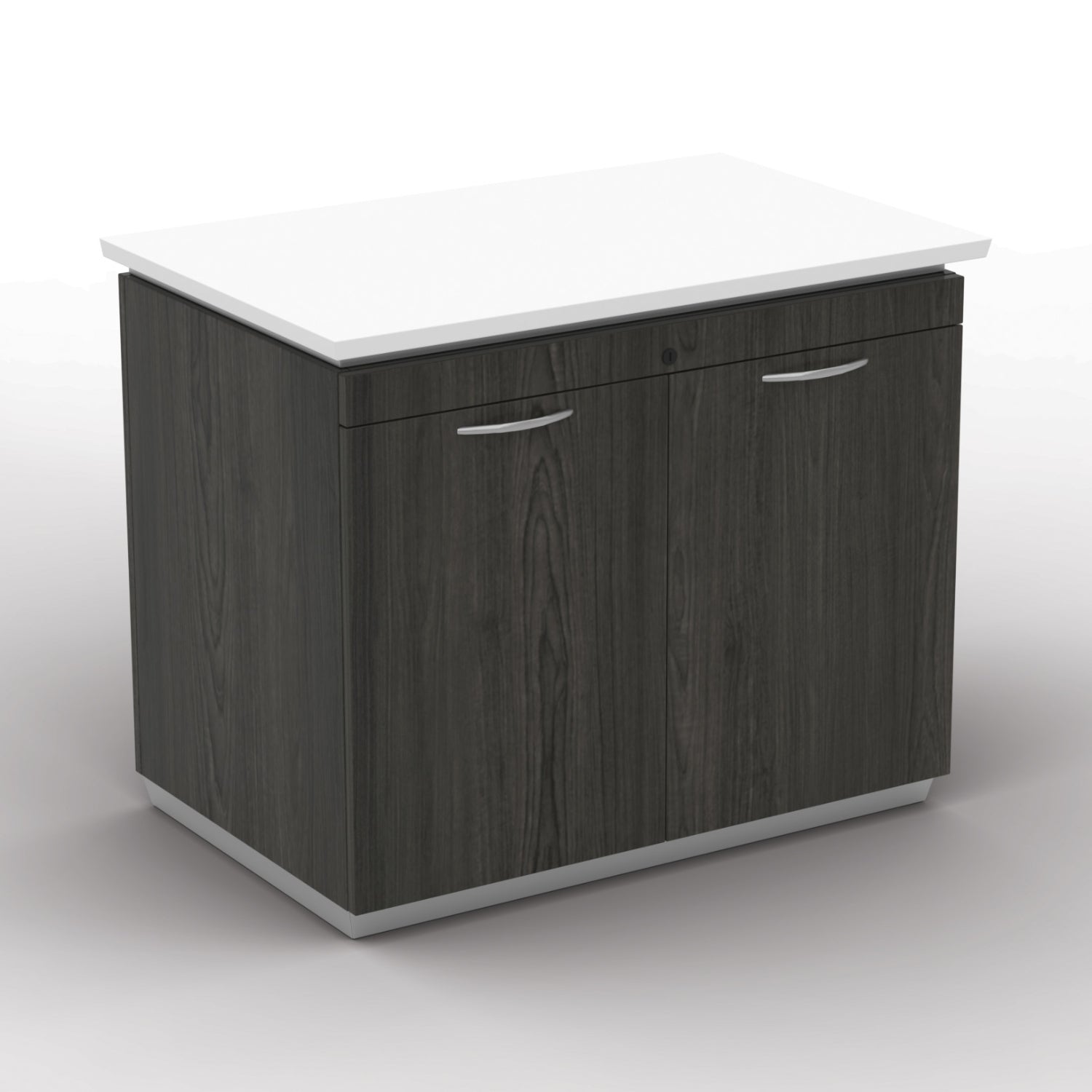"Tuxedo White" 2-Door Storage Cabinet, 36" W x 24" D x 30" H, White Top with Slate Grey Base