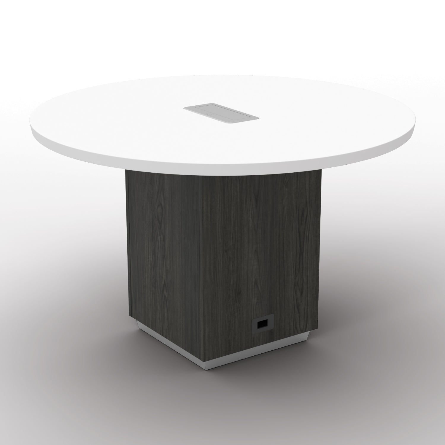 "Tuxedo White" 48" Round Table, White Top with Slate Grey Base