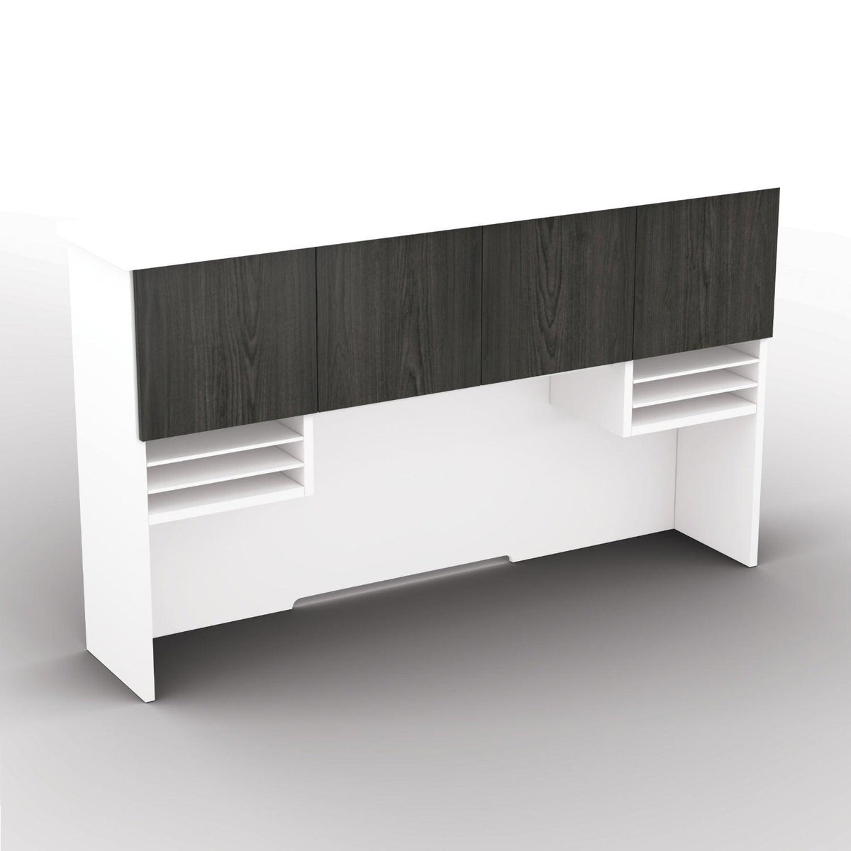 "Tuxedo White" 72" Hutch with Wood Doors, 72" W x 16" D x 42" H, White with Slate Grey Doors