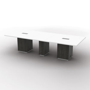 "Tuxedo White" Rectangular Table, 120" x 48", White Top with Slate Grey Bases