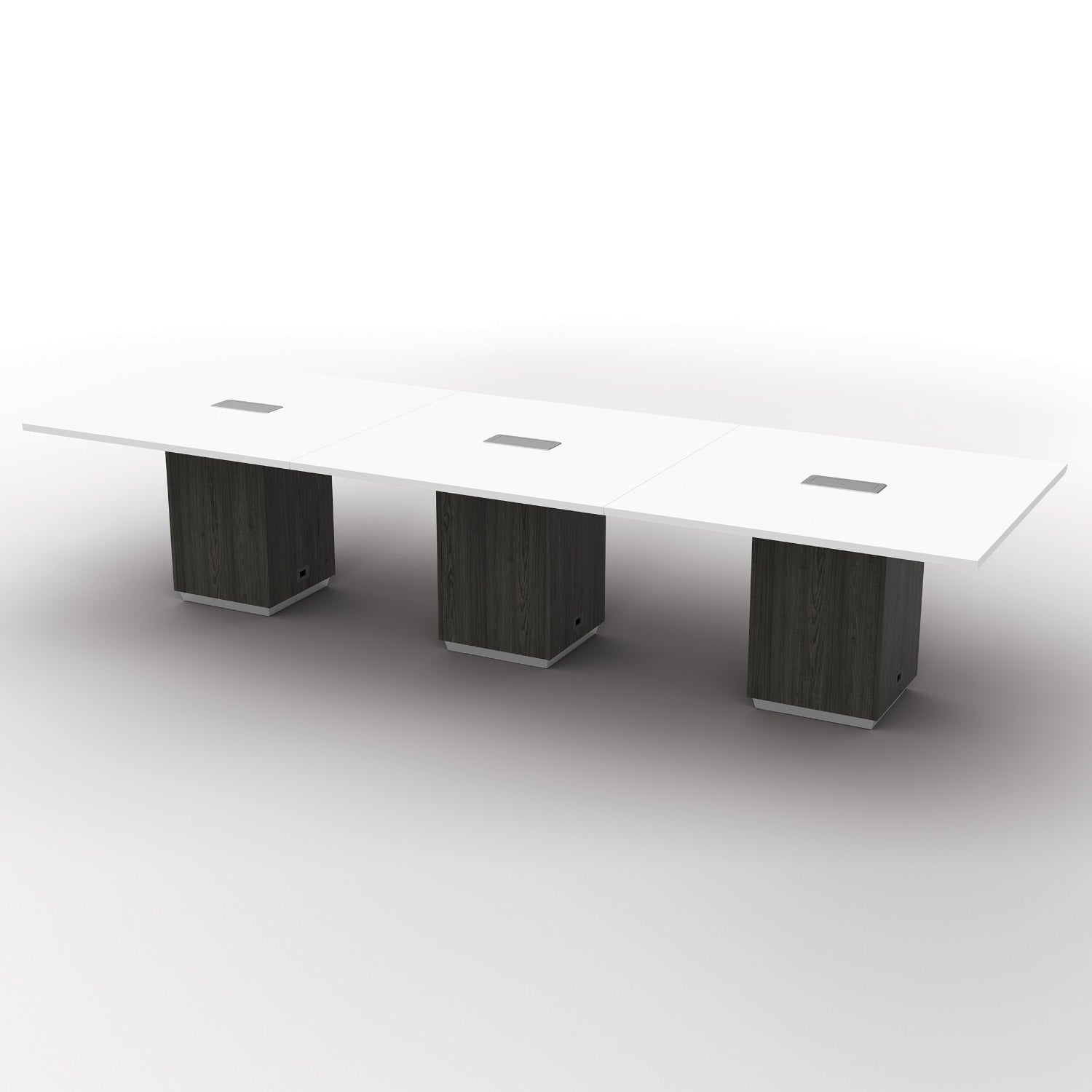 "Tuxedo White" Rectangular Table, 144" x 48", White Top with Slate Grey Bases