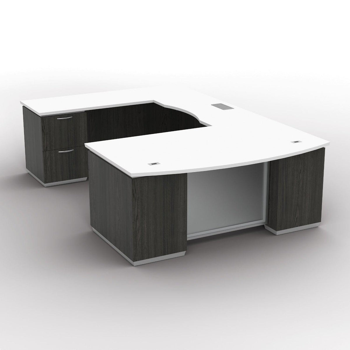 "Tuxedo White" U-Shape, 72" x 114", White Top with Slate Grey Base