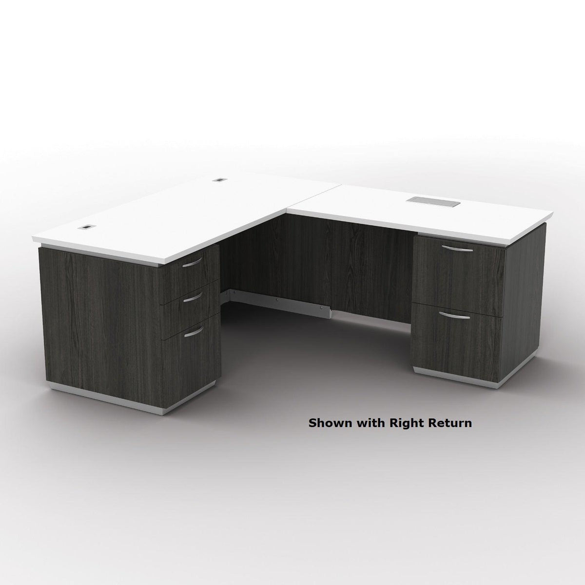 "Tuxedo White" L-Shape, 66" x 78", White Top with Slate Grey Base