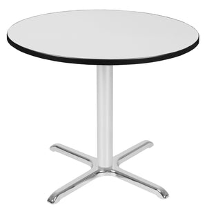 Cain 36" Round X-Base Breakroom Table, 29" Dining Height
