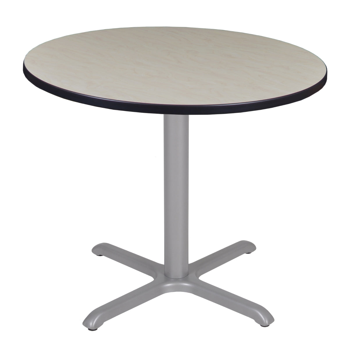 Cain 42" Round X-Base Breakroom Table, 29" Dining Height